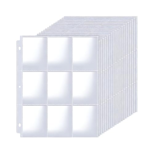 Baseball Card Binder Leeves,400 Pack Card Leeves Binder Heets,9 Pocket Card Leeves for 3 Binder,Holds 7200 Cards,Trading Cards Leeves Fit for Baseball,Football,Game,Business Cards