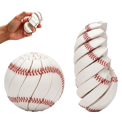 Baseball Fidget Toy Spiral Stress Ball for Adults - Unique Baseball Fidget Ball for Anxiety & Stress Relief - Cool Desk Toys for Office & Home - Durable Sensory Fidget Toys for Fans