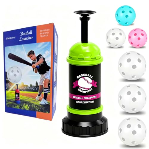 Baseball Tee Batting Popper Trainer, 40" Consistent Launch Without a Pitcher, Portable Solo Hitting Training Equipment with 6 Ball for Indoor Outdoor Backyard Park, Beginner Friendly for Adult & Youth