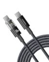 Baseus USB C Cable, 100W 5A Fast Charging USB C Charger Cable with LED Display, Zinc Alloy Nylon Braided USB C to USB C Cable for iPhone 16/Pro/Plus/Pro Max, MacBook, iPad Pro, Galaxy S24/S23 (6.6ft)