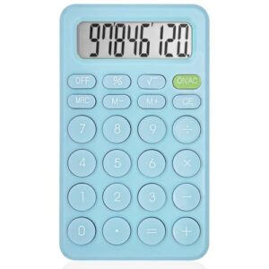 Basic Cute Calculator Four Function for Teachers Students Basics Office, Small Handheld Calculator, 8 Digit with LCD Display, Sensitive Button, 5.5×3.2 inches Blue