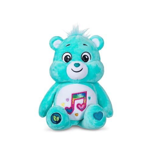 Basic Fun Care Bears 9 Inch Fun Size Sparkle Plush Heartsong Bear, Glitter Musical Teddy Stuffed Animal with Heart and Music Note Belly Badge, Eco-Friendly Soft Toy for Kids Ages 4 and Up