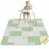 Basumee Splat Mat High Chair Mat Waterproof Baby Play Splat Mat for Under High Chair Food Catcher Highchair Mat for Floor Non Slip Bottom, Green Pink Gingham, 51x51 Inches