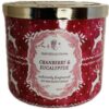 Bath & Body Works Cranberry & Eucalyptus 3-Wick Candle – Fruity Herbal Home Fragrance