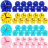 Batiyeer 24 Pcs Teaching Clock Kit for Kids to Tell Time Teaching Mini Geared Clock for Kids Basic Math Development Teacher and Classroom Supplies, 4 Inch(Dark Blue, Yellow, Pink, Sky Blue)