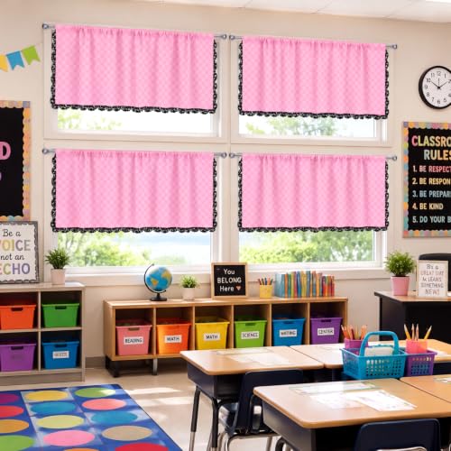 Batiyeer 6 Pcs Classroom Window Valance Curtain 54" x 18" Back to School Composition Book Curtain Wrinkle Resistant Cafe Valance for Kindergarten Daycare Playroom Bedroom Living Room Decor