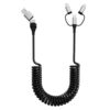 Bawanfa 6-in-1 Coiled Charging Cable, 6.6ft Coiled iPhone Charger Cord USB A/USB C to Type C/Lightning/Micro USB with Sync & Fast Charging for iPhone 17/16/15/14/13/12, Galaxy, CarPlay & Android Auto