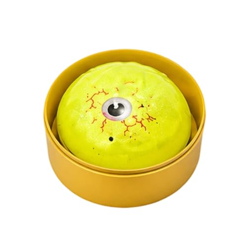 BAXLIMEK Halloween Ghost Glitter Dumpling Squishy,Soft Cute Halloween Fidget Balls for Adults with Steamer,Slow Rising Squeeze Stress Relief Sensory Spooky Pumpkin Bao Bun Squishes Yellow