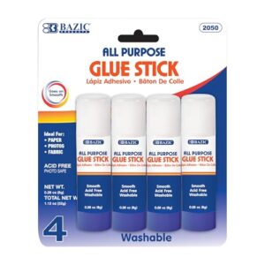 BAZIC Products All Purpose Glue Sticks, 0.28 Oz (8g), 4 Count