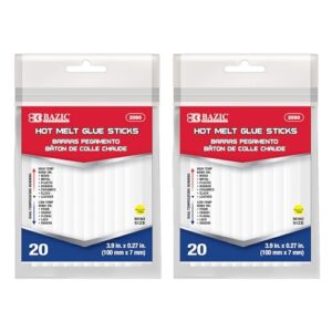 BAZIC Products Mini Hot Melt Glue Sticks, 3.9 in, 20 Count, 2-Pack