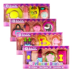 BAZIC Products Princess 3D Puzzle Erasers, Non-Toxic, Set of 4, Take-Apart