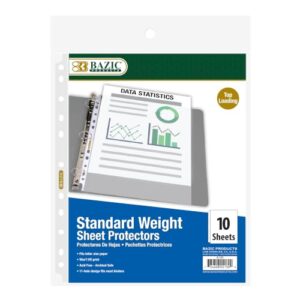 BAZIC Products Standard Weight Sheet Protectors, Top-Load, Letter, 10 Pack