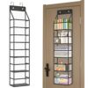 Bbbyddd 5-Shelf Over The Door Pantry Organizer with Clear Pockets, Heavy Duty Hanging Storage for Closet, Bedroom, Bathroom, and Nursery (Black, Holds up to 28 lbs)