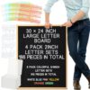 BBTO 1 Pcs Large Felt Letter Board Sign 24 x 30 Inch, Changeable Letter Board with Boxes, Large Felt Menu for Restaurant Announcements, Restaurant Menus (Black,Classic)