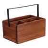 BCOATH Wood Silverware Caddy with 4 Compartments Versatile Storage Organizer for Spoons and Napkins, Portable Wooden Utensil Holder for Camping and Outdoor Gatherings