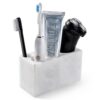 BCS Toothbrush Holder for Bathrooms, 6 Slots Open-Bottom Marble Toothbrush Organizer, Makeup Brush Stand Toothbrush Storage Collection for Bathroom Countertop Vanity Organization - Namib Bianco