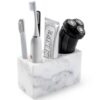 BCS Toothbrush Holder for Bathrooms, 6 Slots Open-Bottom Marble Toothbrush Organizer, Makeup Brush Stand Toothbrush Storage Collection for Bathroom Countertop Vanity Organization - Grigio Fantasy