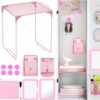 BCUEIDO 12Pcs Locker Organizer, Back to School Essentials Locker Accessories, Locker Set Include Locker Shelf, Locker Mirror, Whiteboard (Pink)