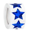 BEAMARKER 1Roll 500Pcs Holographic Blue Star Stickers for Reward 1" Self Adhesive Glitter Foil Stickers for Behavior Chart, Student Planner, School Classroom Students Teacher Supplies