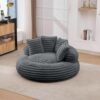 Bean Bag Chair, No Assembly Boneless Cloud Couch with Pillows (Dark Grey)