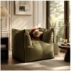 Bean Bag Chairs for Adults,Comfy Bean Bag Sofa with Back Support,Accent Chair，Memory Foam Fireside Sofa Beanbags, Lazy for Living Room,Gaming,Reading,Decorative (Inky Green)