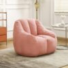 Bean Bag Chair with Memory Foam, Large Comfy Bean Bag Sofa for Adults, Fluffy Faux Fur Lounger with Back Support & Armrests, Floor Sofa Couch for Living Room, Bedroom, Apartment, Dorm, Pink