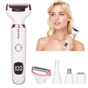 Beanify Electric Razors LED Display for Women Men, 2026 Wet/Dry Lady Electric Shaver,4 in 1 Hair Remover with IPX7 Waterproof,Smooth & Silky Portable Bikini Electric Grooming Set