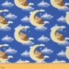 Bear Fabric By The Yard, Kawaii Sleeping Bear Indoor Outdoor Fabric for Kids, Moon Star Cloud Goodnight Upholstery Fabric, Cute Cartoon Animals Decorative Fabric for Quilting Sewing, 5 Yards, Blue