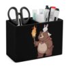 Bear Rabbits Expedition Desk Organizer PU Leather Caddy Holder