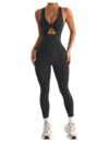 BEAUDRM Women's Leopard Halter Workout Jumpsuit Cheetah Cutout Racerback One Piece Athletic Yoga Gym Pants Romper Grey Large
