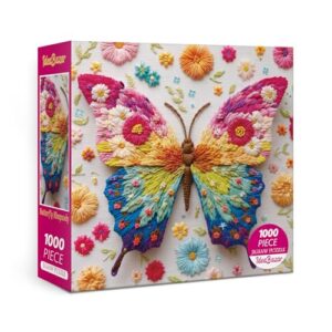 Beautiful Flower Butterfly Puzzles for Adults 1000 Pieces Nature, Colorful Spring Plant Floral Jigsaw Puzzles, Pretty Art Challenging Daisy Puzzle
