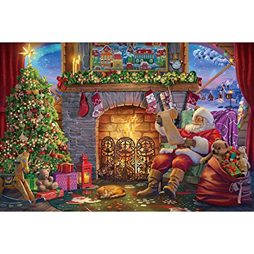 Becko US Puzzles for Adults Wooden Jigsaw Puzzles 1000 Pieces Puzzles for Adults - Santa Claus At Fireplace Santa's Wish List Warm Christmas