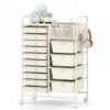 BECOMFORT 14-Drawer Rolling Cart with Drawers w/Metal Tabletop & Pegboard