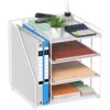 Becomrock White Desk Organizer and Accessories, 4-Tier Paper Organizer for Desk, Office Accessories & Workspace Organizers and Desktop Storage for Office Supplies (White)