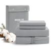 BEDELITE 100% Cotton Flannel Sheets Twin Size, Grey, 3 Pieces