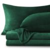 BEDELITE Flannel Sheets King Size, Dark Green, 4 Pieces