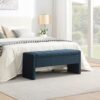 Bed End Bench with Storage,Upholstered Large Foot Rest Stool, Comfy Window Vanity Bench for Living Room,Bedroom,Dorm,Coffee Table,Linen Navy Blue
