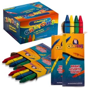 Bedwina Bulk Crayons - 288 Crayons - (Case of 72 4-Packs) Premium Coloring Colors for Kids and Toddlers, Non-Toxic, for Party Favors, Restaurants, Prizes, Goody Bags, Stocking Stuffers