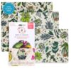 Bee's Wrap Beeswax Wraps for Food - 3 Pack of Assorted Beeswax Wraps - Small, Medium & Large Wrap - Made in USA Reusable Natural Food Wrap - Herb Garden Print