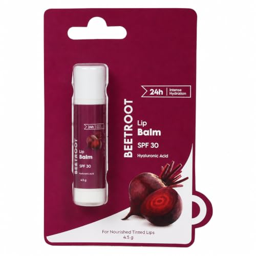 Beetroot Brightening Lip Balm for Dark Lips with Hyaluronic Acid & SPF 30 – Moisturizing Lip Balm for Dry, Pigmented Lips, Hydrates & Helps Improve Lip Tone, for Women & Men, 5g