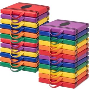 Beeveer 24 Pcs 12'' Floor Cushions with Handle for Kids Classroom Flexible Seating Floor Pillow Waterproof Cushions Seating for Toddlers Daycare Nursery Preschool School Home (Crayon#1,6 Colors)