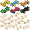 Beeveer 30 Pcs Unfinished Wooden Cars DIY Toys, Paintable Toy Cars Crafts to Paint for Students Home Activities Family Time Handicraft Projects Party Favors (Race)
