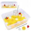 Beeveer 39 Pcs Lemonade Sensory Bin for Kids Summer Sensory Set with Box Yellow Rice Filler Fake Lemon Slices Cubes Cards Strawberry Jar Straw Spoon for Toddlers Gifts Summer Counting Sorting Tools