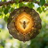 Bee Wind Spinner, Nature Rustic Honeycomb Flower Summer Gold Metal Kinetic Wind Sculptures Outdoor Ornaments for Garden Patio Porch Balcony Home Decor 12 Inch