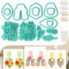 beinkmake 14Pcs Flower Leaf Polymer Clay Cutters Set Basic Geometric Clay Earrings Cutters for Adults Polymer Jewelry Cutter with Earrings Accessories DIY Craft Supplies