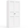 BELALCIN 71" Metal Storage Cabinet,Pantry Cabinet with 4 Adjustable Shelves for Living Room/Kitchen/Dining Room/Bathroom/Home Office(White)