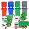 Bemonew Toy Garbage Truck 8 Pack Garbage Truck Toys Set with 4 Recycling, 4 Sorting Bins & 108 Waste Cards – Educational Toddler Play for Home & Preschool
