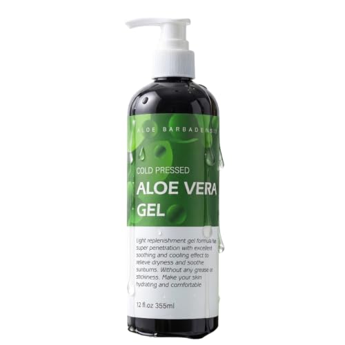 benatu Aloe Vera Gel, Pure Organic for Sunburn Relief, Face & Hair Care 12 fl oz, Natural After Sun Moisturizer for Body Acne Skin, DIY Soothing Hydrate Mask, Cold Pressed Xanthan Gum No Carbomer
