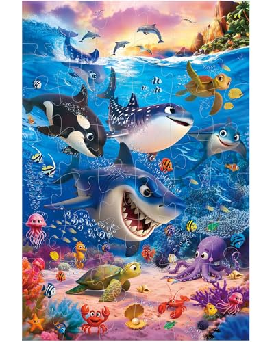 BenBen Floor Puzzles for Kids, 48 Piece 2 x 3 feet Underwater Ocean Puzzles for Kids Ages 4-6, Large Jigsaw Puzzles for Toddlers, Birthday Gift for Girls Boys