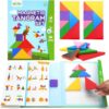 BenBen Travel Tangram Puzzle with 2 Sets Magnetic Wooden Shapes for Kids